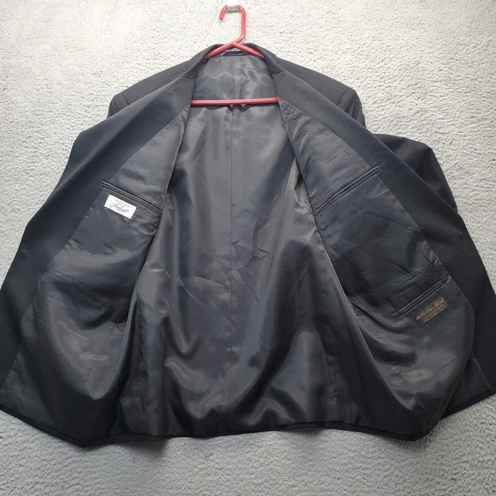 Franko Lanzetti Two Piece‎ Suit Mens 44 Black 100% Wool Tuxedo Single Breasted
